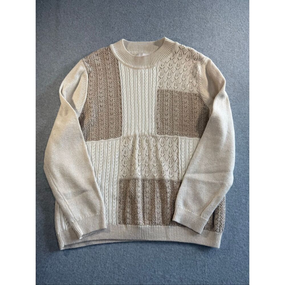 Alfred Dunner patchwork crew neck sweater L